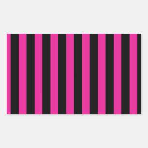 Pegatina Rectangular Fuchsia y rayas de caramelo negro