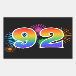 Pegatina Rectangular Fuegos Artificiales Divertidos + Evento Número "92