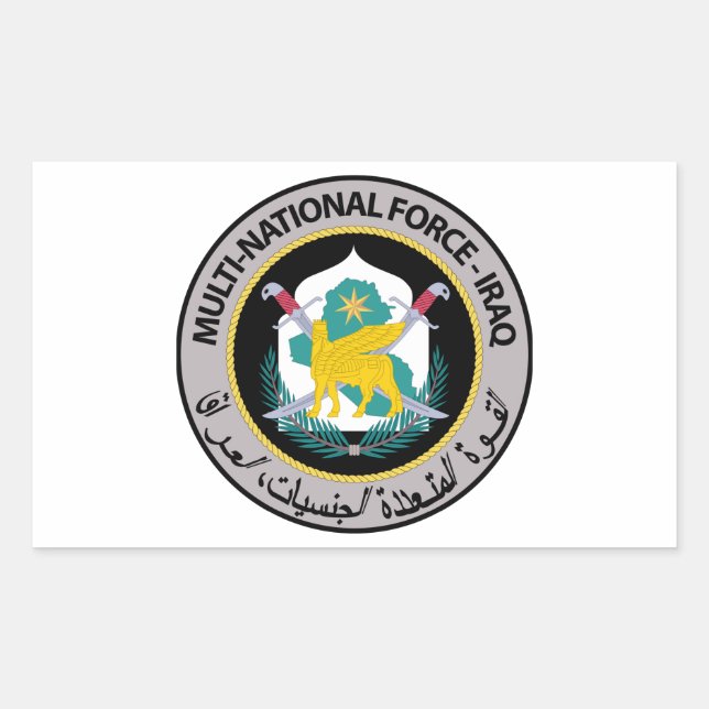 Pegatina Rectangular Fuerza Multinacional Nacional - Iraq (Anverso)
