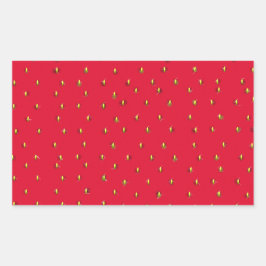 Pegatina Rectangular Fundido fondo de fresa rojo