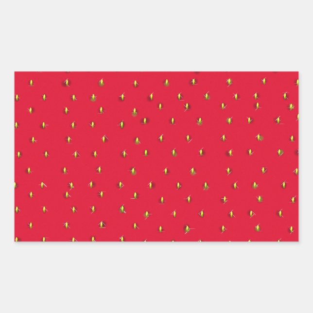 Pegatina Rectangular Fundido fondo de fresa rojo (Anverso)