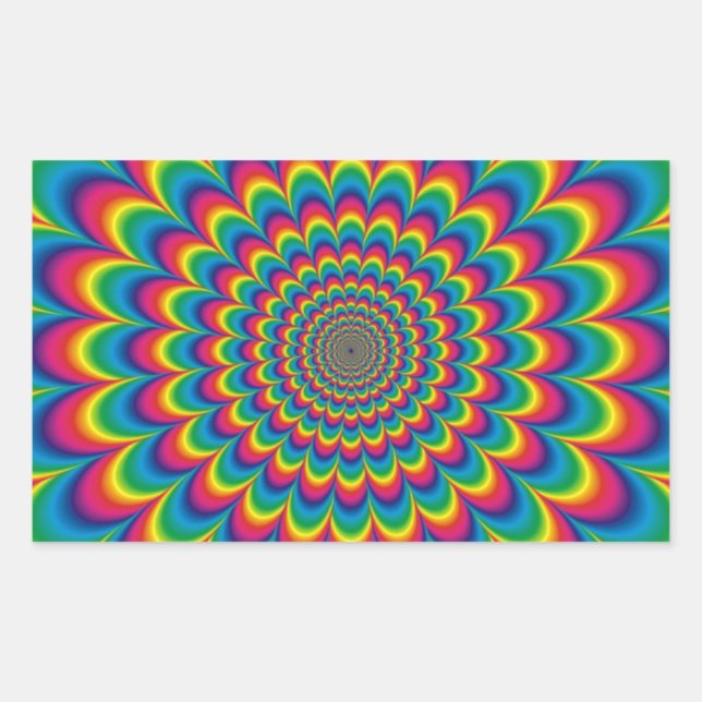 Pegatina Rectangular Funky Psychedelic Color Fest (Anverso)