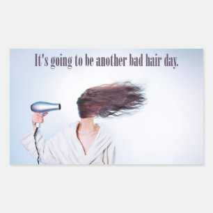 Pegatina Rectangular Funny Bad Hair Day pegatinas