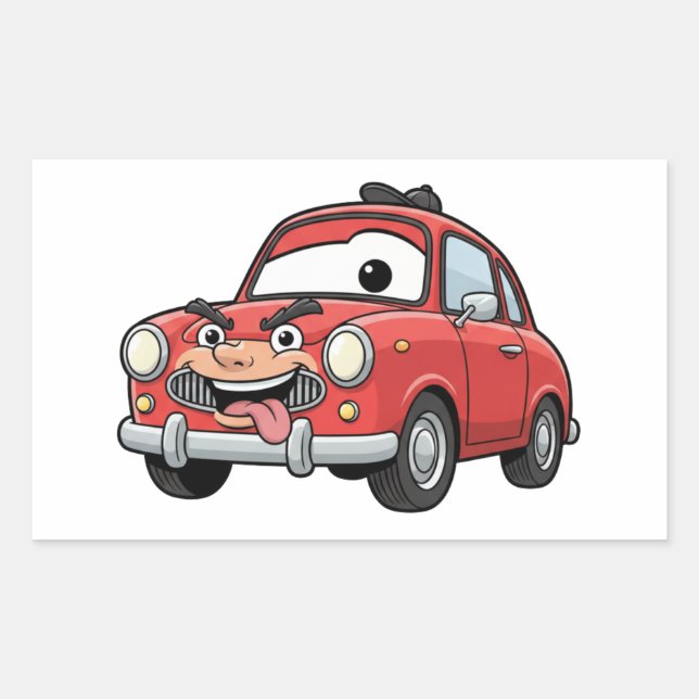 Pegatina Rectangular Funny Cartoon Car Character Sticker (Anverso)
