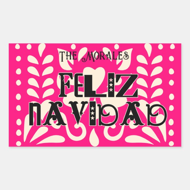 Pegatina Rectangular Funny feliz navidad (Anverso)