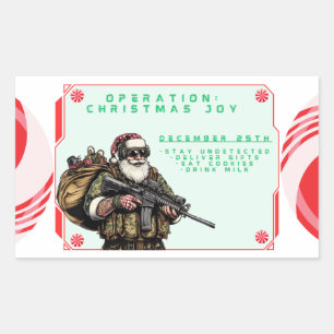 Pegatina Rectangular Funny Military/Navidades Santa