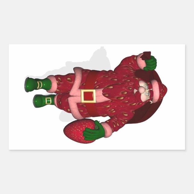 Pegatina Rectangular Funny Santa Claus Strawberry Farmer (Anverso)