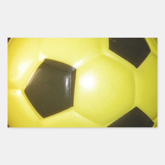 Pegatina Rectangular Fútbol amarillo y negro. (Anverso)