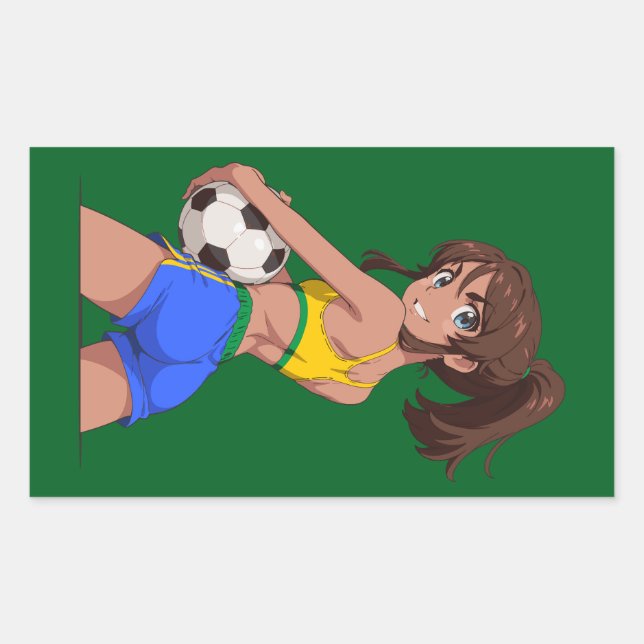 Pegatina Rectangular Futbol Chica Brasil 2 (Anverso)