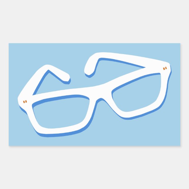 Pegatina Rectangular Gafas de friki geniales (Anverso)