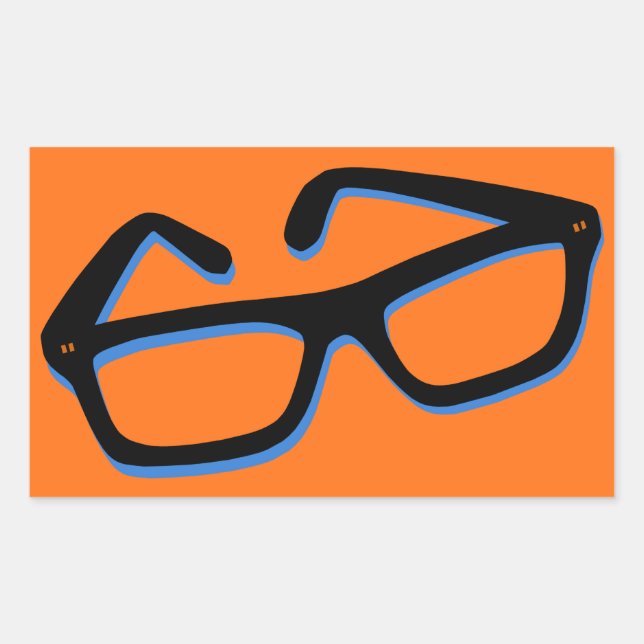Pegatina Rectangular Gafas de friki geniales (Anverso)