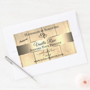 Pegatina Rectangular Gafas de productos de grano de madera marrón y dor