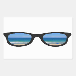 Pegatina Rectangular Gafas de sol de playa