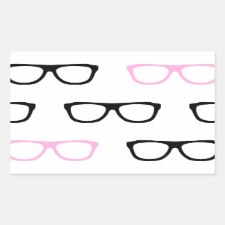 Pegatina Rectangular gafas geeky geek rosa