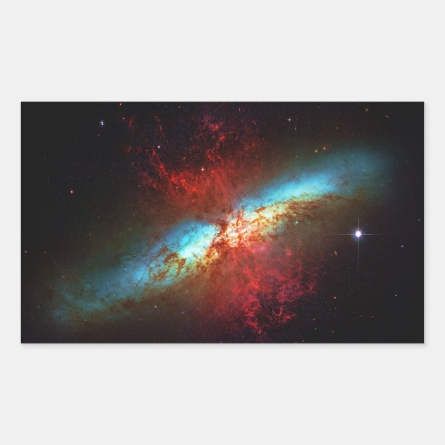 Pegatina Rectangular Galaxia Starburst - Messier 82 (Galaxia Cigar) (Anverso)