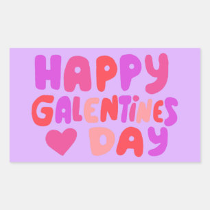 Pegatina Rectangular Galentines Day Bubble Letters Curvy Retro Groovy