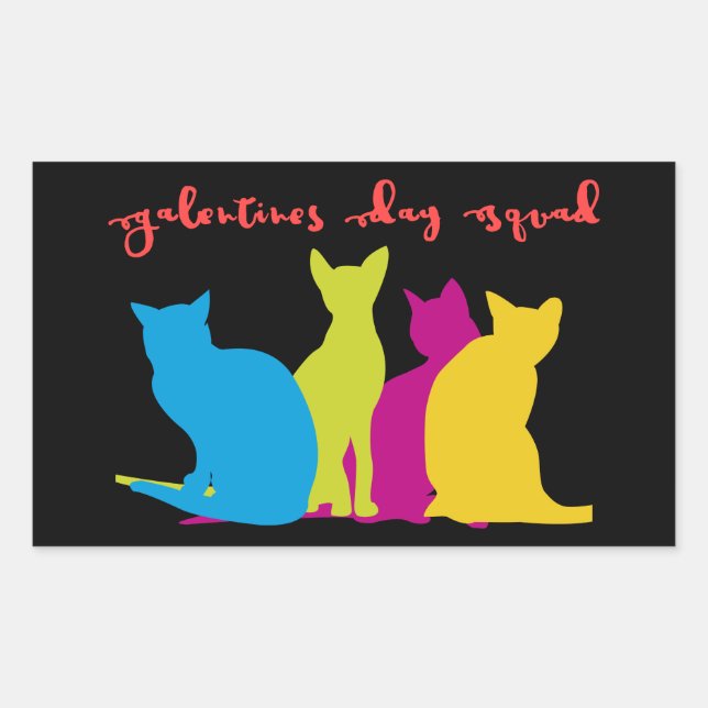 Pegatina Rectangular Galentines Day Squad of Colorines Lady Cats (Anverso)