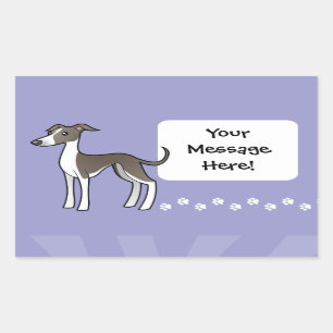 Pegatina Rectangular Galgo del dibujo animado/Whippet/galgo italiano