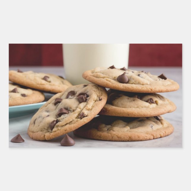 Pegatina Rectangular Galletas y leche (Anverso)