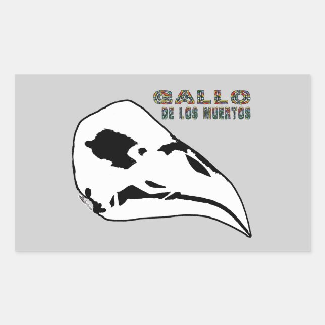 Pegatina Rectangular Gallo De Los Muertos (Anverso)