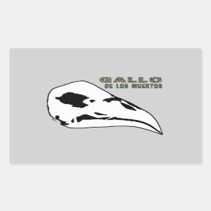 Pegatina Rectangular Gallo De Los Muertos