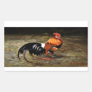 Pegatina Rectangular Gallo/Galo/Rooster