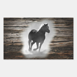 Pegatina Rectangular Gallopaje de caballos salvajes