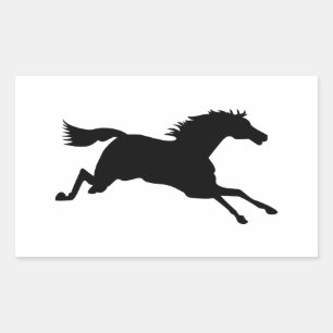 Pegatina Rectangular Galloping Black Animal Silhouette