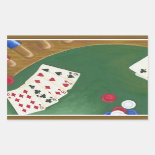 Pegatina Rectangular Ganando mano de póquer seis a diez