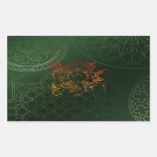 Pegatina Rectangular Ganesh Elephant Mandala naranja yoga verde Asia