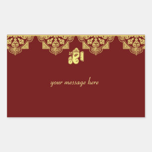 Pegatina Rectangular Ganesh Wedding Stickers