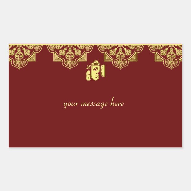 Pegatina Rectangular Ganesh Wedding Stickers (Anverso)