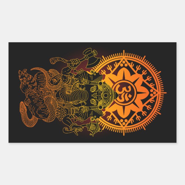 Pegatina Rectangular Ganesha 02 (Anverso)