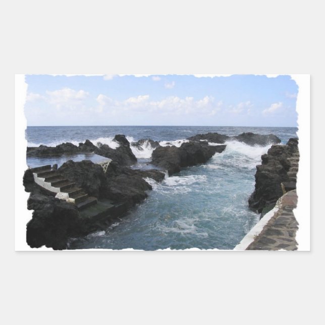 Pegatina Rectangular Garachico, pegatinas personalizados de Tenerife (Anverso)