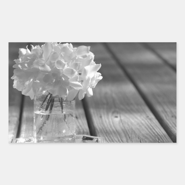 Pegatina Rectangular Gardenias (Anverso)