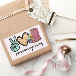 Pegatina Rectangular Gardening de amor por la paz