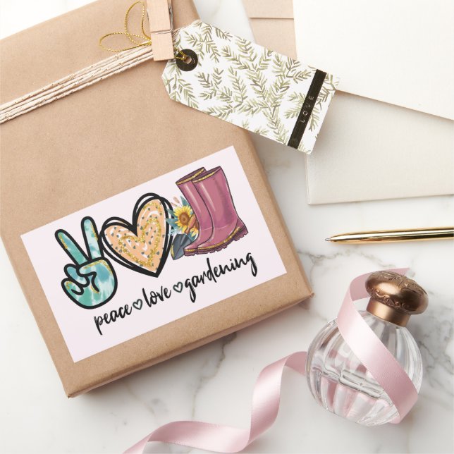 Pegatina Rectangular Gardening de amor por la paz (Regalar)