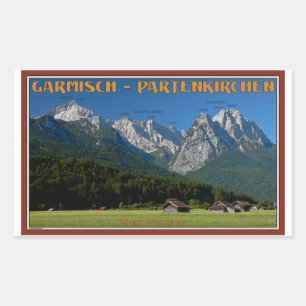 Pegatina Rectangular Garmisch - El Zugspitze y el Alpspitze