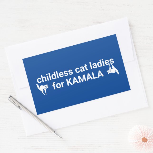 Pegatina Rectangular Gatitas sin hijos damas de gato para Kamala gatos  (Sobre)
