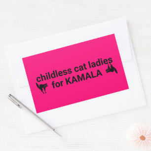 Pegatina Rectangular Gatitas sin hijos, damas de Kamala, rosa caliente