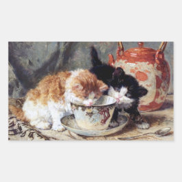 Pegatina Rectangular Gatitos y Cream Vintage Art Henriette Ronner Knip
