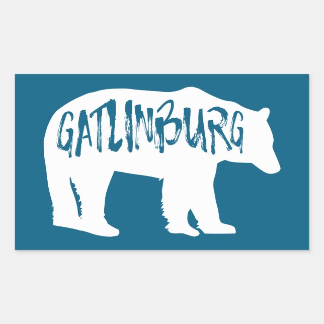 Pegatina Rectangular Gatlinburg Tennessee Bear (Anverso)