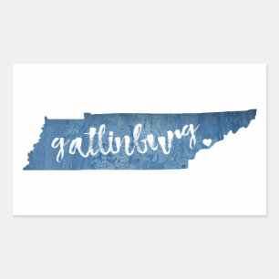 Pegatina Rectangular Gatlinburg Tennessee Wood Grain