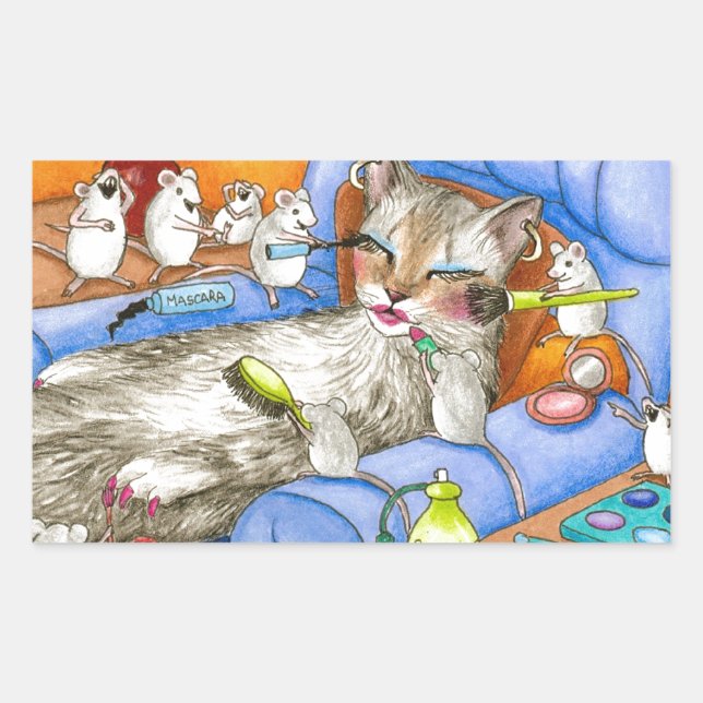 Pegatina Rectangular Gato 388 (Anverso)