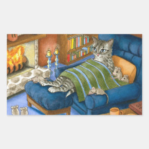 Pegatina Rectangular gato 459