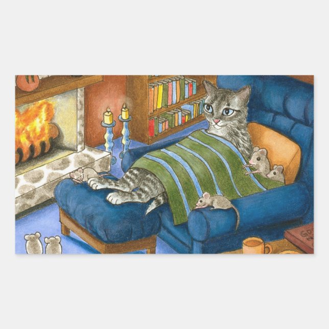 Pegatina Rectangular gato 459 (Anverso)