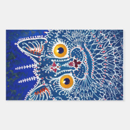 Pegatina Rectangular Gato azul psicodélico de Louis Wain