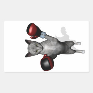 Pegatina Rectangular Gato Boxer