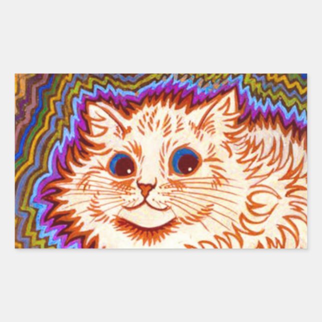 Pegatina Rectangular Gato Caleidoscopio (Anverso)