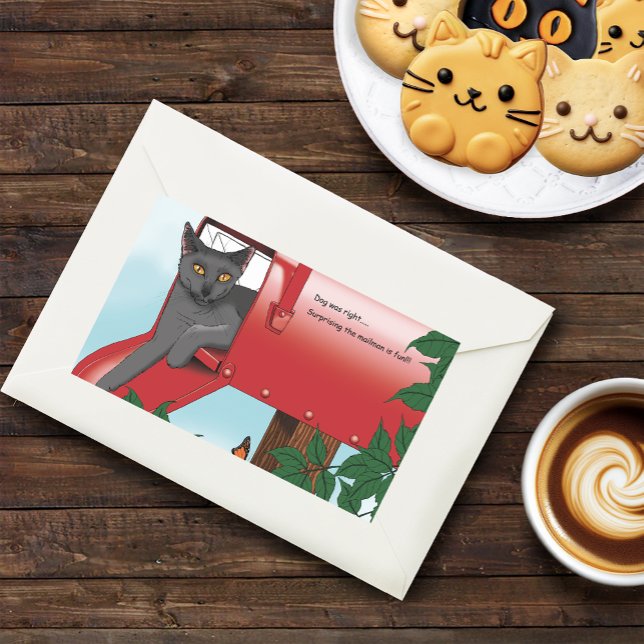 Pegatina Rectangular Gato de caja de correo rojo (Subido por el creador)